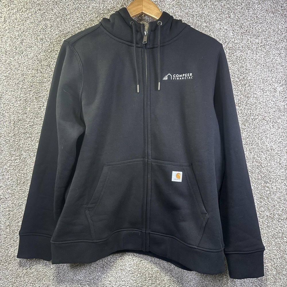 Carhartt Hoodie Womens XL Black Relaxed Fit Full Zip Fleece Comfy  Workwear